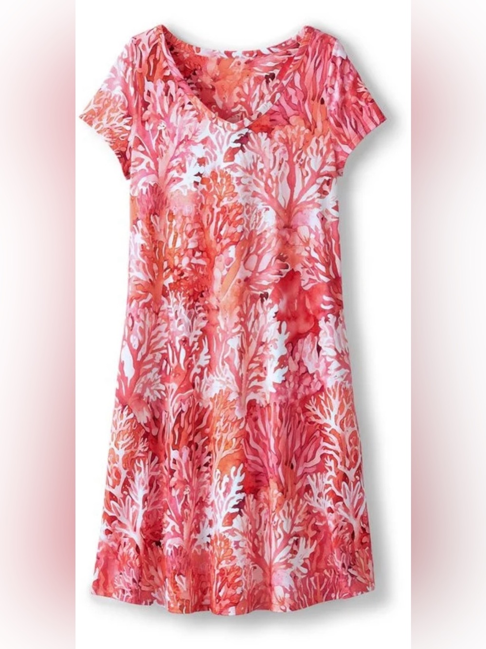 Soft surroundings Short Santiago Gaia Dress in color  coral beauty size large.